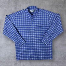 Load image into Gallery viewer, Vintage Kendat Blue White Plaid Check Long Sleeve Flannel Shirt
