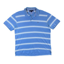Load image into Gallery viewer, TOMMY HILFIGER Embroidered Mini Logo Blue White Striped Short Sleeve Polo Shirt