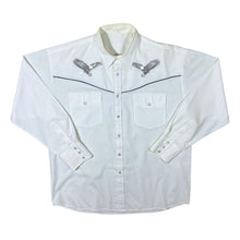 Load image into Gallery viewer, Vintage Cowboy Western Embroidered Eagle White Pearl Snap Popper Long Sleeve Shirt