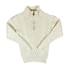 Load image into Gallery viewer, Early 00's WOOLOVERS Classic Cream Chunky Cable Knit Wool 1/4 Zip Sweater Jumper