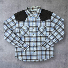 Load image into Gallery viewer, Glove House Cowboy Western Suede Effect Panel Plaid Check Long Sleeve Popper Shirt