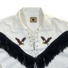 Load image into Gallery viewer, Vintage Running Bear Embroidered Eagle Cowboy Western Tassel Lace-Up Smock Shirt