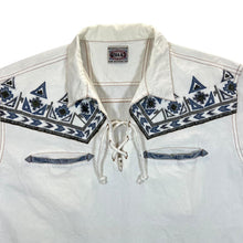 Load image into Gallery viewer, Vintage Whak's New Style Embroidered Western Hippy Lace-Up Short Sleeve Shirt
