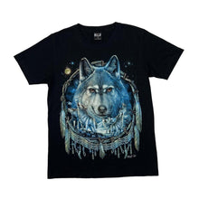 Load image into Gallery viewer, Early 00’s WILD Native American Wolf Dream Catcher Gothic Graphic T-Shirt