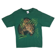 Load image into Gallery viewer, Vintage Harlequin JERSEY ZOO Jaguar Big Cat Animal Souvenir Graphic Green T-Shirt