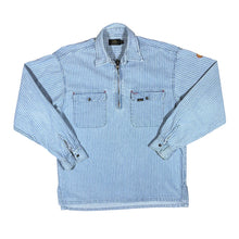 Load image into Gallery viewer, Vintage LEE Union Made Blue Striped 1/4 Zip Cotton Long Sleeve Shirt