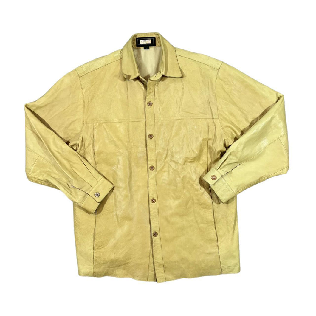Vintage 90's MISSANI LE COLLEZIONI Genuine Real Mustard Beige Button Down Jacket