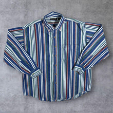 Load image into Gallery viewer, Vintage 90's Thums Up Multi Colour Striped Cotton Long Sleeve Button-Up Shirt