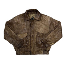 Load image into Gallery viewer, Vintage 90's CHARLIE'S Distressed Effect Brown Real Genuine Leather Bomber Jacket