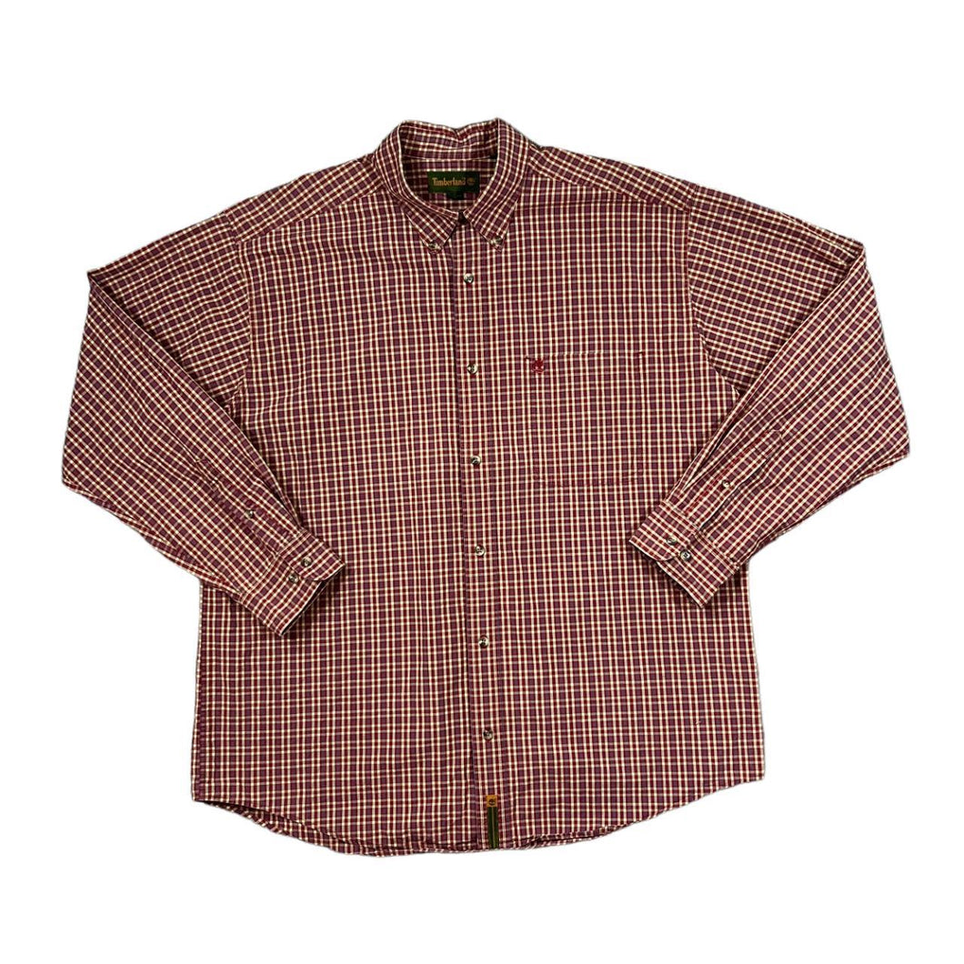 Vintage TIMBERLAND Classic Plaid Check Mini Pocket Logo Long Sleeve Button-Up Cotton Shirt