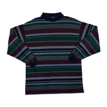 Load image into Gallery viewer, Vintage RIVER ISLAND Colour Block Multi Striped Mock High Neck Long Sleeve T-Shirt