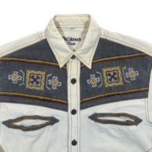 Load image into Gallery viewer, Vintage Designer's Club Cowboy Western Embroidered Cream White Long Sleeve Shirt