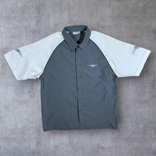 Load image into Gallery viewer, Early 00's Clockhouse Gothic Y2K Tribal Embroidered Grey White Short Sleeve Shirt