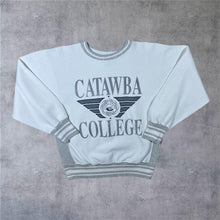 Load image into Gallery viewer, Vintage Blezil (1989) Catawba College Spellout Graphic White Grey Sweatshirt