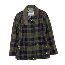Load image into Gallery viewer, TOM JOULE Tartan Plaid Check Leather Collar Floral Lined Country Field Coat Jacket