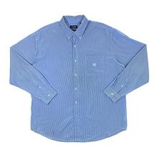 Load image into Gallery viewer, Early 00's CHAPS Embroidered Mini Crest Logo Striped Long Sleeve Button-Up Cotton Shirt