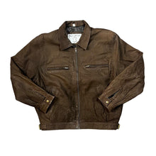 Load image into Gallery viewer, Vintage 90's XILE LEATHER Classic Brown Genuine Real Leather Zip Bomber Jacket