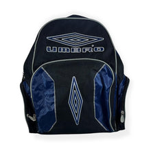 Load image into Gallery viewer, Early 00's Umbro Embroidered Logo Spellout Black Blue Rucksack Backpack Bag