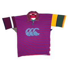 Load image into Gallery viewer, Vintage 90's CANTERBURY Of New Zealand Multi Colour Block Striped Short Sleeve Rugby Polo Shirt