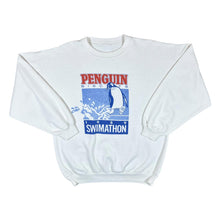 Load image into Gallery viewer, Vintage PENGUIN BISCUITS "1989 Swimathon" Souvenir Graphic White Crewneck Sweatshirt