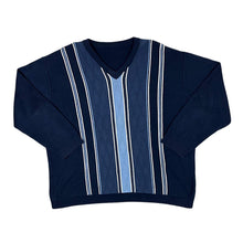 Load image into Gallery viewer, Vintage Grandad Patterned Striped Knit V-Neck Sweater Jumper