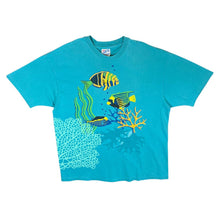 Load image into Gallery viewer, Vintage 90's HANES Tropical Fish Wildlife Graphic Blue Single Stitch T-Shirt