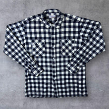 Load image into Gallery viewer, Vintage Friendship Black White Plaid Check Long Sleeve Cotton Flannel Shirt