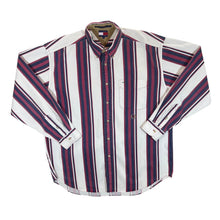 Load image into Gallery viewer, Vintage TOMMY HILFIGER Red Blue White Multi Striped Long Sleeve Button-Up Shirt