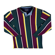 Load image into Gallery viewer, Vintage The Arrow Company Colour Block Multi Striped Long Sleeve Polo Shirt