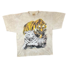 Load image into Gallery viewer, Vintage THE MOUNTAIN (2001) Tiger Animal Wildlife Graphic Cream Tie Dye T-Shirt