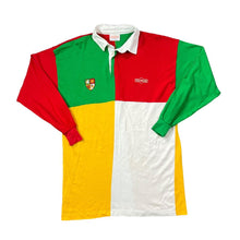 Load image into Gallery viewer, Vintage DRAMBUIE Embroidered Crest Logo Colour Block Long Sleeve Rugby Polo Shirt