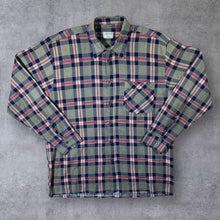 Load image into Gallery viewer, Vintage Checkout Khaki-Grey Navy Red Plaid Check Long Sleeve Cotton Flannel Shirt