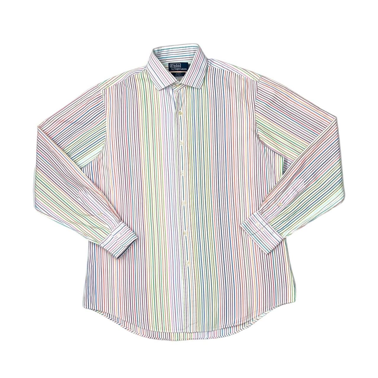 POLO RALPH LAUREN Regent Custom Fit Rainbow Multi Colour Striped Long Sleeve Shirt