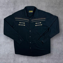Load image into Gallery viewer, Early 00's Atlas For Men Cowboy Western Embroidered Black Cotton Long Sleeve Shirt