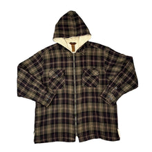 Load image into Gallery viewer, Early 00's ST JOHN'S BAY Lumberjack Plaid Check Teddy Fleece Lined Zip Hooded Flannel Over Shirt Jacket
