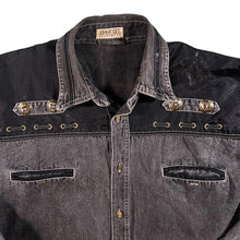 Load image into Gallery viewer, Vintage John F. Gee Cowboy Western Washed Black Grey Denim Long Sleeve Shirt