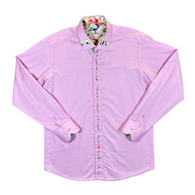 Load image into Gallery viewer, CLAUDIO LUGLI COUTURE Ink Splatter Patterned Trim Pink Long Sleeve Cotton Shirt