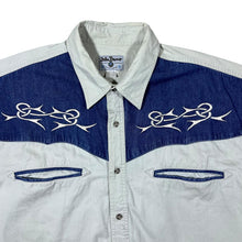 Load image into Gallery viewer, Vintage John Baner Cowboy Western Embroidered Cream Blue Short Sleeve Shirt