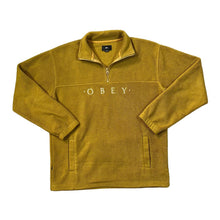 Load image into Gallery viewer, OBEY Worldwide Embroidered Big Logo Spellout Skater 1/4 Zip Pullover Fleece Sweatshirt