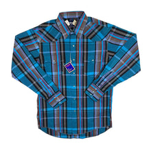 Load image into Gallery viewer, Vintage 90's WRANGLER Cowboy Cut X-Long Tails Pearl Snap Popper Check Western Shirt