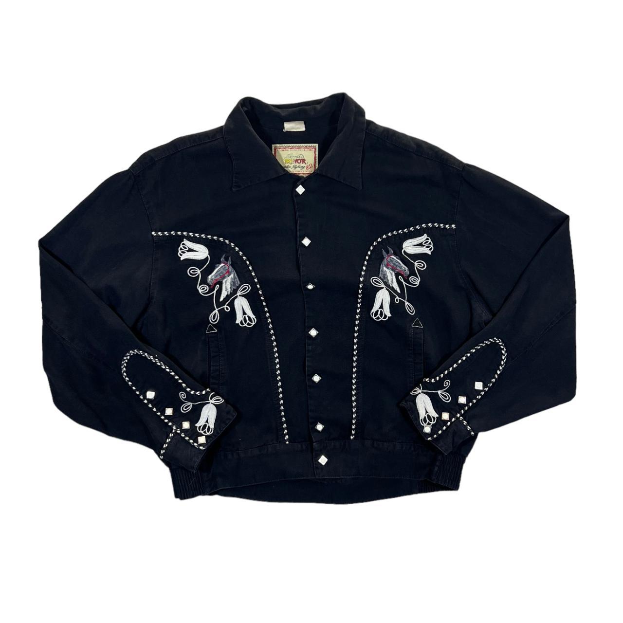 Vintage 80's LEE TREVOR Made In France Rayon Embroidered Cowboy