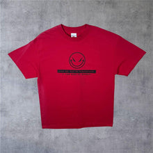 Load image into Gallery viewer, Vintage Lead Me Not To Temptation Skater Novelty Spellout Graphic Red T-Shirt