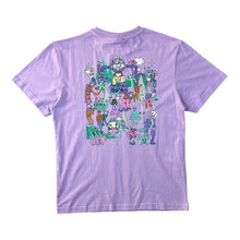 Load image into Gallery viewer, MOSSIMO Logo Spellout Alien Cartoon Character Lilac Purple Graphic T-Shirt