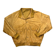 Load image into Gallery viewer, Vintage 90's MADE IN INDIA Genuine Real Tan Suede Leather Button Bomber Jacket