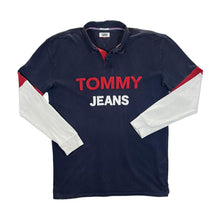Load image into Gallery viewer, TOMMY JEANS Tommy Hilfiger "Relaxed Fit" Embroidered Big Spellout Long Sleeve Polo Shirt