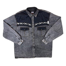 Load image into Gallery viewer, Vintage Arizona Jeans Cowboy Western Grey Acid Wash Denim Popper Long Sleeve Shirt