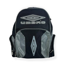 Load image into Gallery viewer, Early 00's Umbro Embroidered Logo Spellout Black Grey Rucksack Backpack Bag