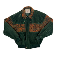 Load image into Gallery viewer, Vintage 90's DA.PA Styled In Italy Suede Effect Woven Patterned Panel Bomber Jacket