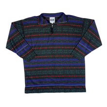 Load image into Gallery viewer, Vintage 90's COLOURS OF THE WORLD Crazy Patterned 1/4 Zip Lightweight Fleece Sweatshirt