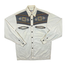 Load image into Gallery viewer, Vintage Designer's Club Cowboy Western Embroidered Cream White Long Sleeve Shirt